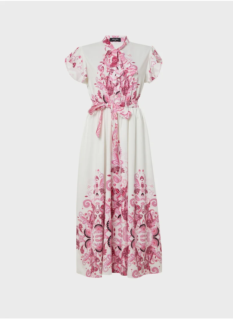 Khizana Ruffle Sleeve Printed Dress