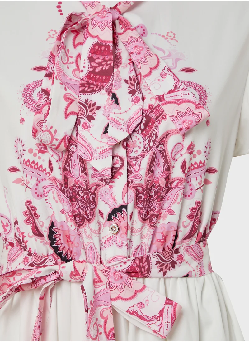 Khizana Ruffle Sleeve Printed Dress