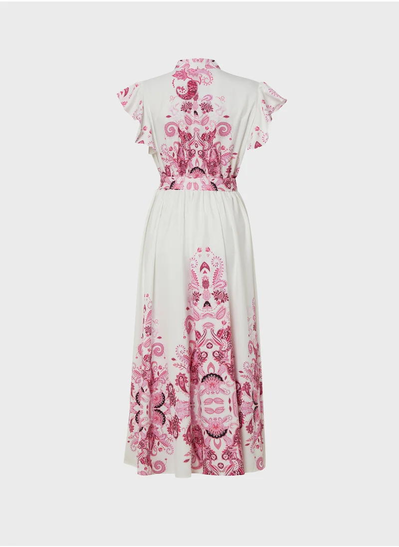 Khizana Ruffle Sleeve Printed Dress