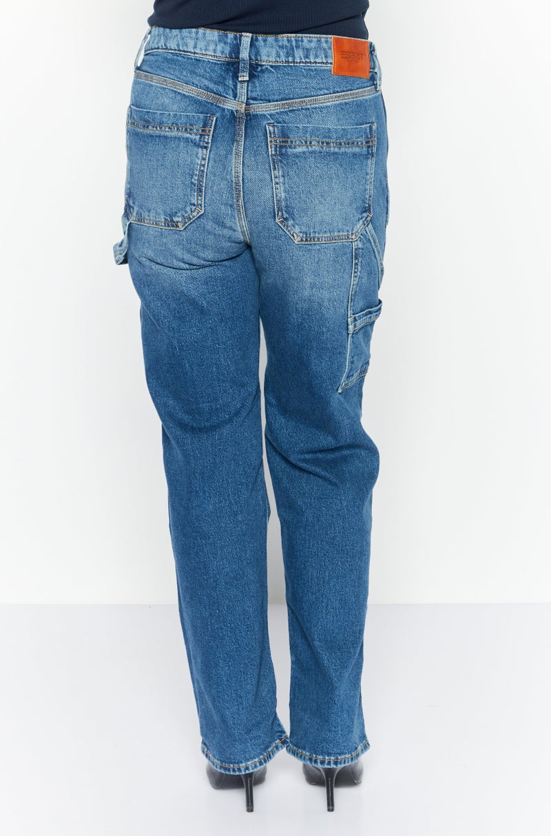 ESPRIT Women Straight Fit Washed Stretchable Jeans, Blue - Image 2