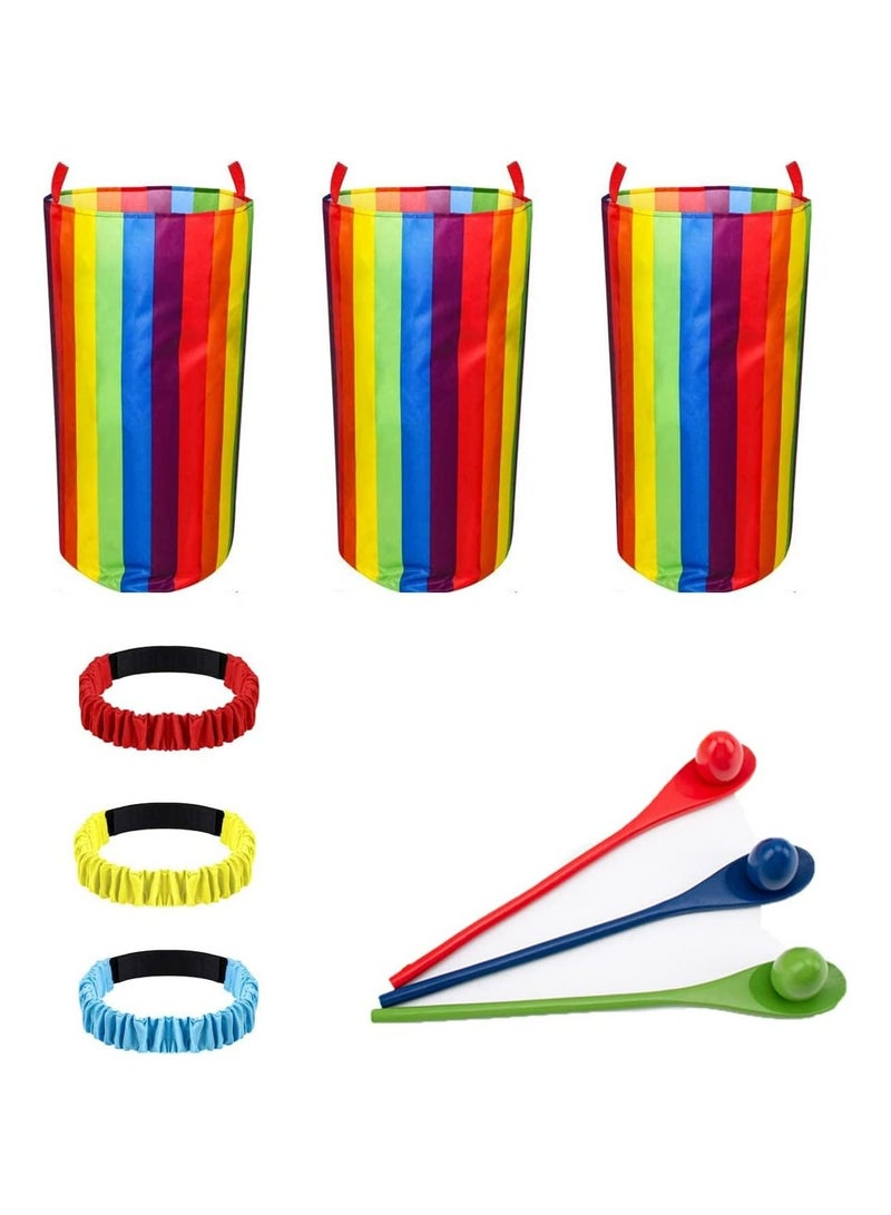 SYOSI Outdoor Games Potato Sack Race Bags 12Pcs, for Kids Adults Family, Yard Games Egg Spoon Relay Games, Carnival Games 3-Legged Race Bands, for Lawn Games Activities Party Family Outdoor Activities - Image 1