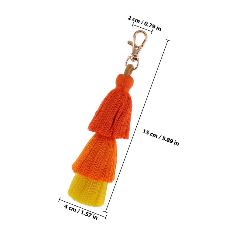 Keychains For Girls Tassel Keychain Yellow 15X4X2CM Key Decoration 1Pack - Image 2