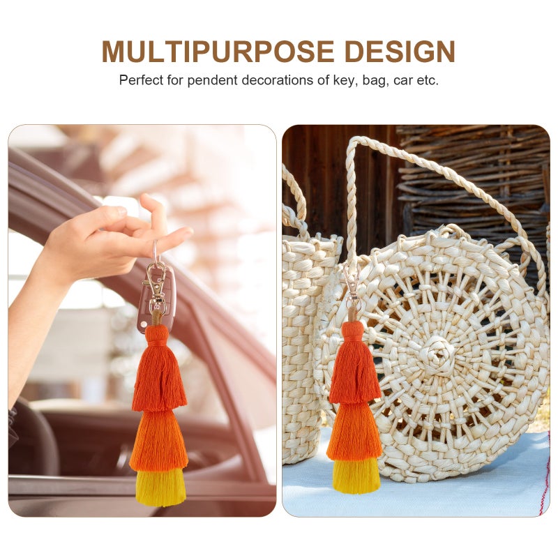 Keychains For Girls Tassel Keychain Yellow 15X4X2CM Key Decoration 1Pack - Image 5