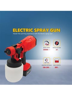 Cady One 21V Handheld Electric Spray Gun with Adjustable Volume, Multifunctional High-Pressure Paint Sprayer with 800ml Large Capacity | 38000 RPM | Spraying Distance 100-200cm  - Image 2