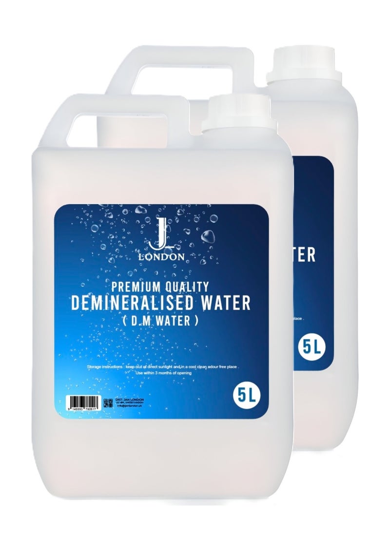 JAN LONDON - Demineralized Water: Premium Quality Demineralised Solution for Cosmetics, Irons, Steam Cleaners, Car Batteries, Radiators, Cleaning, and Aquariums - 2x 5 Litres - Image 1