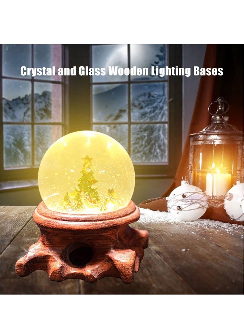 كابتن تيك LED Light Base, 2PCS Solid Wood Display Stand, Mahogany Hollow Root Carving Display Pedestal, LED Lamp Display Base Wooden Lighting Bases Stand for 3D Crystal Glass Resin Art, Warm Light - Image 2