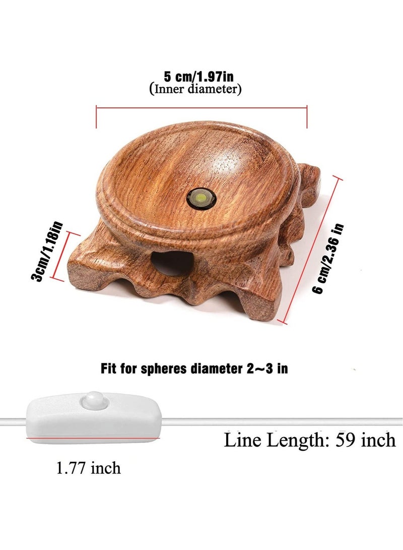 كابتن تيك LED Light Base, 2PCS Solid Wood Display Stand, Mahogany Hollow Root Carving Display Pedestal, LED Lamp Display Base Wooden Lighting Bases Stand for 3D Crystal Glass Resin Art, Warm Light - Image 4