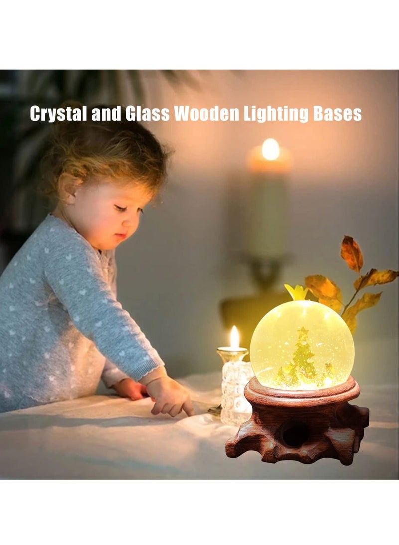 كابتن تيك LED Light Base, 2PCS Solid Wood Display Stand, Mahogany Hollow Root Carving Display Pedestal, LED Lamp Display Base Wooden Lighting Bases Stand for 3D Crystal Glass Resin Art, Warm Light - Image 5