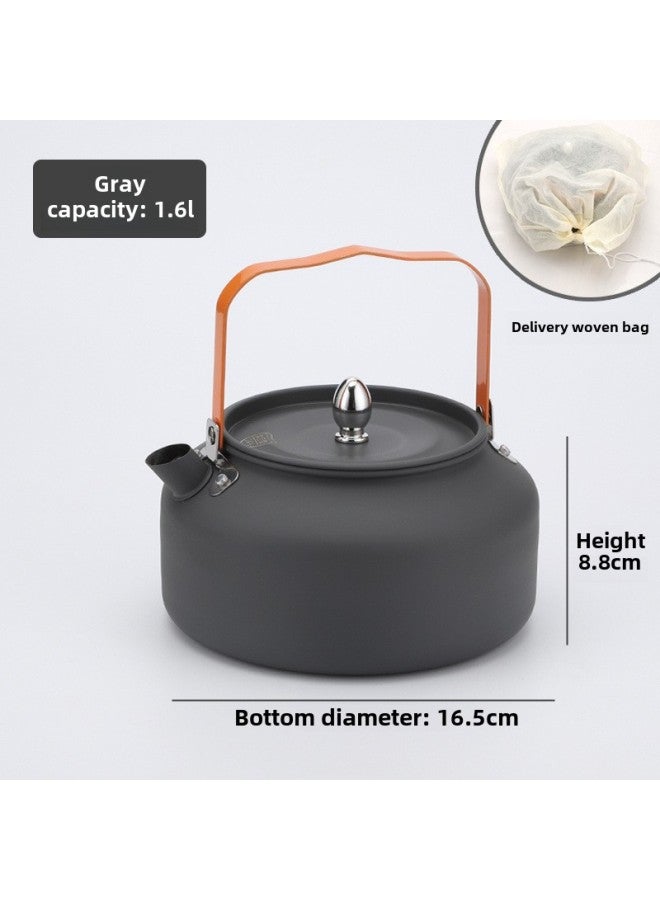 Wild Teapot Cap Explosion-proof Travel Household Stainless Steel Flat Bottom Sound Kettle Induction Cooker Gas Stove Free Shipping-Color:304 Gray Teapot 1.6 Liters (with Storage Bag)-Capacity:Default  - Image 1