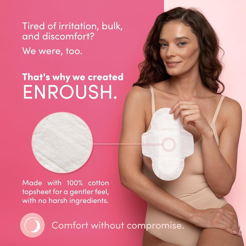 ENROUSH Organic Cotton Pads - Super, Sanitary, Protection, Hypoallergenic, Breathable, Natural, Absorbent, No Chemicals, No Leaks - 10pcs - Image 2