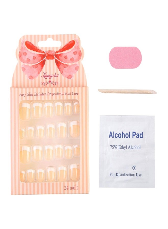 Kawyehu Kids Press on Nails Children Fake Nails Artificial Nail Tips Adhesive Full Cover Short False Fingernails for Girls Kids Nail Decoration (French C) - Image 5