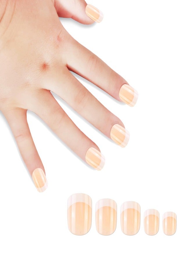 Kawyehu Kids Press on Nails Children Fake Nails Artificial Nail Tips Adhesive Full Cover Short False Fingernails for Girls Kids Nail Decoration (French C) - Image 2