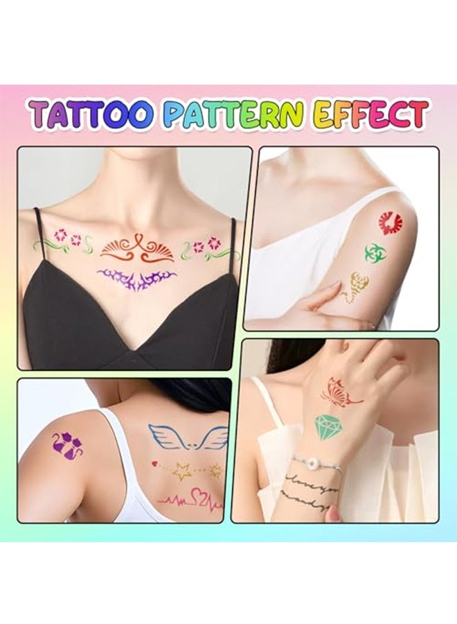MXN 24 Pcs Temporary Tattoo Markers for Skin, Dual-ended Tattoo Pen Flexible Brush Tip Skin-safe Body Face Paint markers for Kids and Adults - Image 5