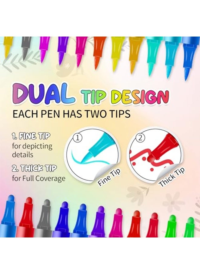 MXN 24 Pcs Temporary Tattoo Markers for Skin, Dual-ended Tattoo Pen Flexible Brush Tip Skin-safe Body Face Paint markers for Kids and Adults - Image 2