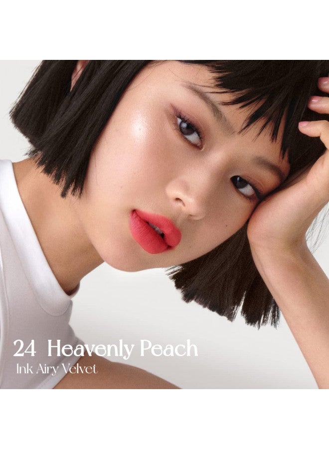 Peripera Peripera Ink Airy Velvet Lip Tint, Liquid Lip (0.14 fl oz, 024 HEAVENLY PEACH) - Image 1