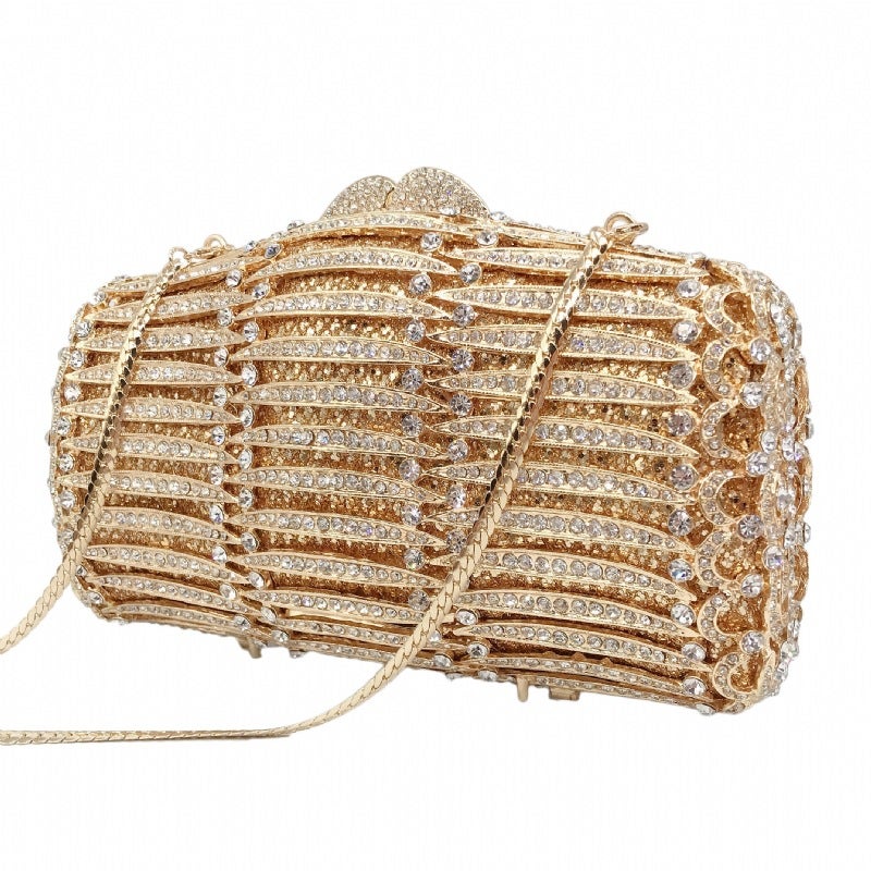 New Style Diamond-Encrusted Evening Bag, Hollow Metal Hard Case Diamond Bag, Women'S Bag, Banquet Dress Clutch Bag - Image 3