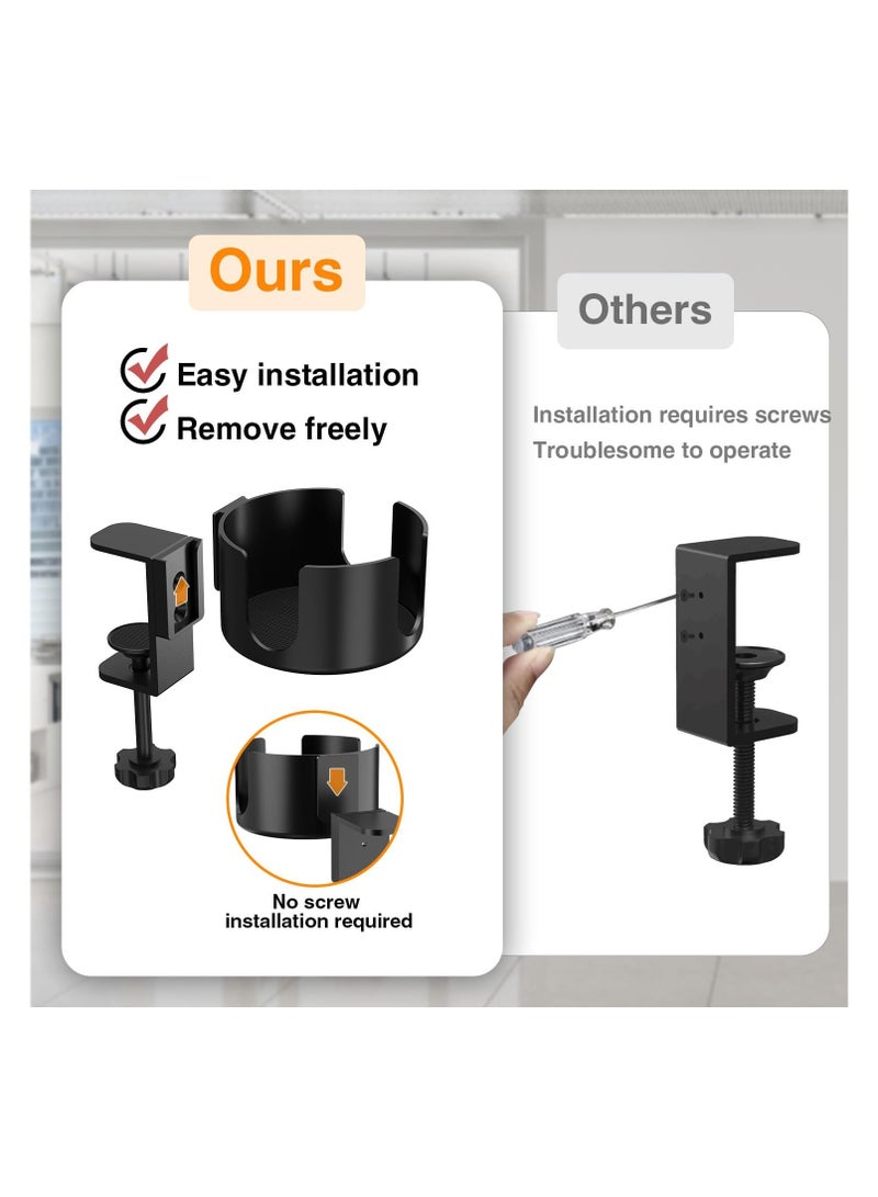 SYOSI Desk Cup Holder, 2-in-1 Anti-Spill Cup Holder Clamp, Large Desk Cup Holder Clamp, Anti-Spill Cup Holder for Your Desk or Table, Cup Holder Inner Diameter 9.5cm, Capacity 5kg/11lb - Image 2