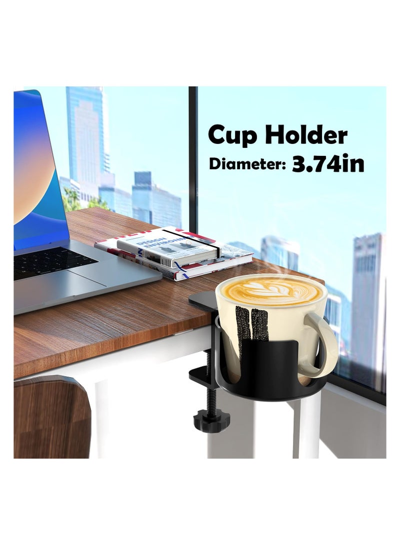 SYOSI Desk Cup Holder, 2-in-1 Anti-Spill Cup Holder Clamp, Large Desk Cup Holder Clamp, Anti-Spill Cup Holder for Your Desk or Table, Cup Holder Inner Diameter 9.5cm, Capacity 5kg/11lb - Image 4