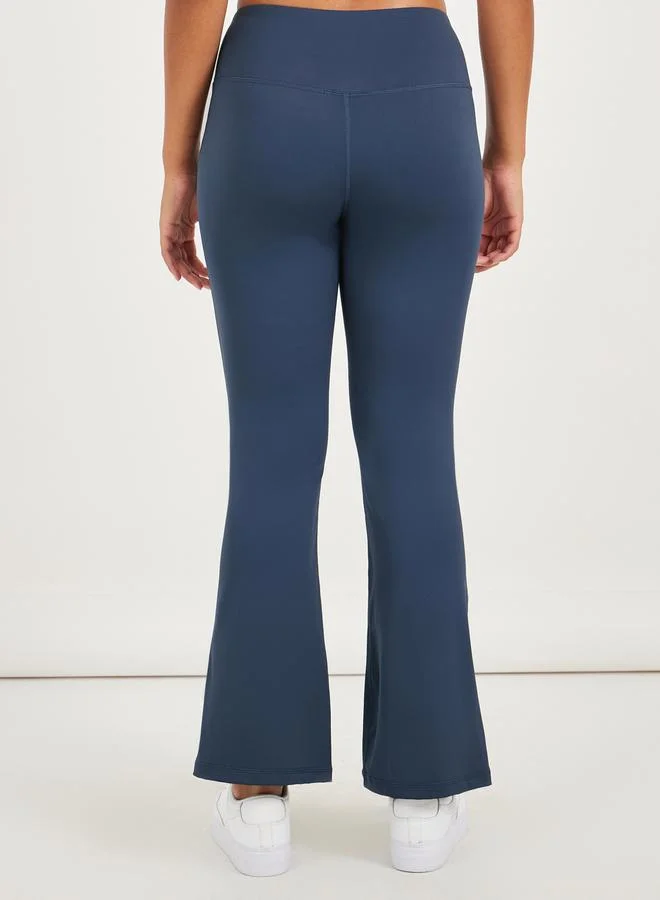 Styli Broad Waistband Basic Flared Leggings