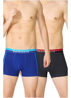 Van Heusen Van Heusen Men Trunks - Cotton Spandex - Pack of 2 - Anti Bacterial, Colour Fresh, Moisture Wicking(Sodalite Blue, Anthra Mel_M)  - Image 1