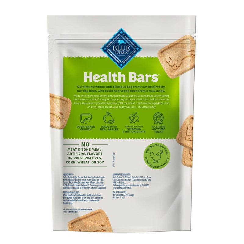 Blue Buffalo Health Bars Crunchy Dog Biscuits, Oven-Baked with Natural Ingredients, Apples & Yogurt, 16-oz Bag - Image 2