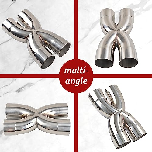BIGREAT Exhaust Tip X Pipe 3'' Inch Inlet/Outlet Diameter, 12'' Inch Overall Length,Muffler Tip, Crossover X Pipe Polished Stainless Steel Weld On - Image 3