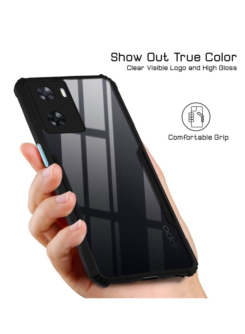 OnePlus Nord N20 SE 4G / OPPO A57 4G Black Mobile Phone Case Cover, Ultra-Thin Lightweight Cover Soft TPU Bumper + Acrylic Clear Back Case Cover - Image 3