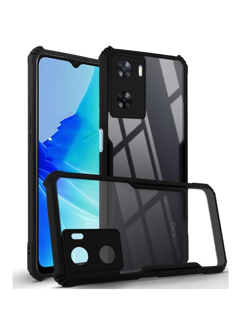 OnePlus Nord N20 SE 4G / OPPO A57 4G Black Mobile Phone Case Cover, Ultra-Thin Lightweight Cover Soft TPU Bumper + Acrylic Clear Back Case Cover - Image 1