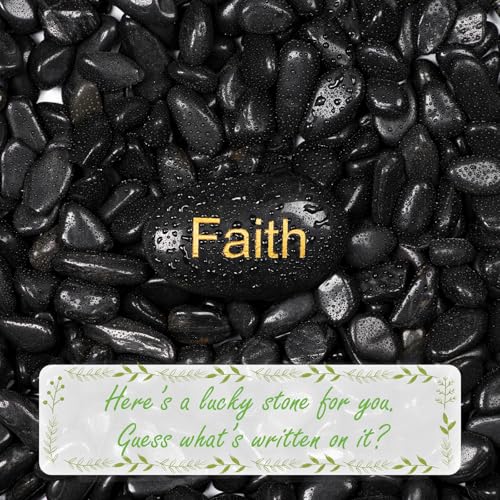Ausluru 11lbs Polished Black River Rocks,Natural Decorative Stones for Indoor Plants,Vases & Fish Tank,Includes 1 Engraved Inspirational Rock,1-2 Inch Decorative Pebbles for Garden Landscaping - Image 2