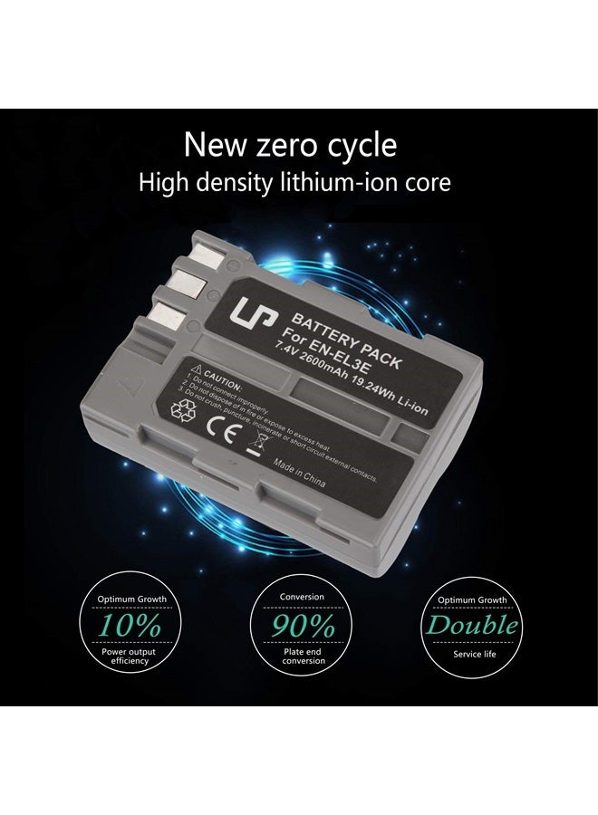 LP EN-EL3e Battery Pack, LP 2-Pack Battery, Replacement for Nikon EN-EL3, El3e, El3a, Compatible with Nikon D50, D70s, D80, D90,D100, D200, D300s, D700 MH-18, MH-18a, MH-19, MB-D200, MB-D10 Series & More - Image 4