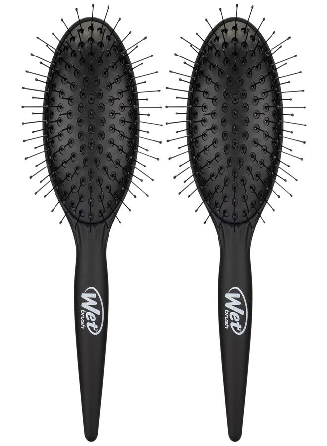 Wet Brush Easy Blowout Detangling Hair Brush, Black, Edgeless HeatFlex Bristles for Blow Dry, Ergonomic Soft-Touch Handle, Maximum Volume, Ceramic Coating Pad Smooths & Straightens (Pack of 2) - Image 1