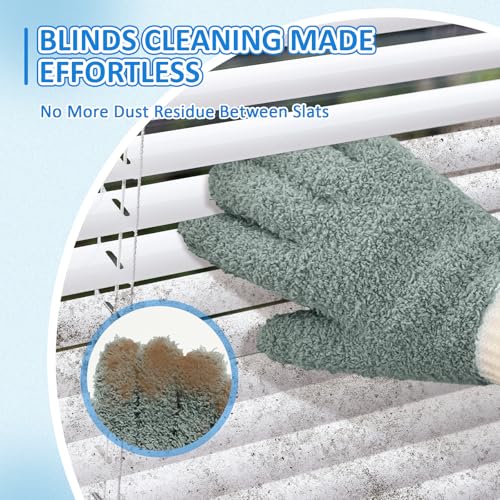 MIG4U 4 Pairs Microfiber Gloves - Dusting Gloves for House Cleaning - Washable Blind Cleaner Duster Tool (Blue/Pink/Gray/Navy,S/M) - Image 4