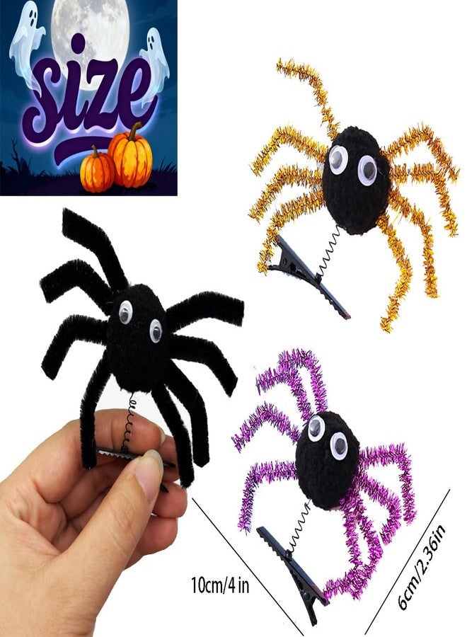 YTAONS Spider Hair Clips for Women Girls, Spring Spider Barrettes Hairpins Halloween Hair Accessories (Black -A) - Image 2
