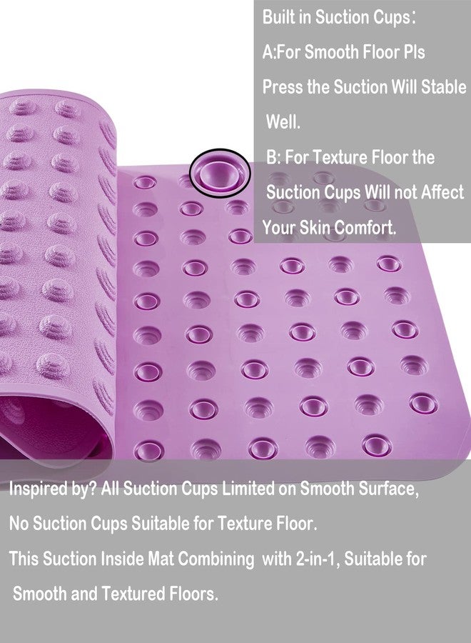 Yanzifly Bathtub Shower Mat Non Slip 18x40 in Bath Mat for Bathroom Tub Textured Smooth Floor, Silicone Extra Long Massage Bath Tub Mats No Slip Matt Non-Toxic Safe for Elderly & Kids - Light Purple - Image 5