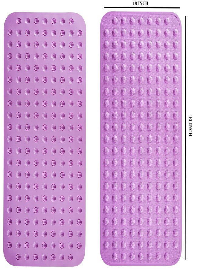 Yanzifly Bathtub Shower Mat Non Slip 18x40 in Bath Mat for Bathroom Tub Textured Smooth Floor, Silicone Extra Long Massage Bath Tub Mats No Slip Matt Non-Toxic Safe for Elderly & Kids - Light Purple - Image 2