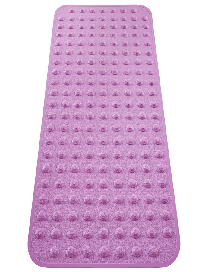 Yanzifly Bathtub Shower Mat Non Slip 18x40 in Bath Mat for Bathroom Tub Textured Smooth Floor, Silicone Extra Long Massage Bath Tub Mats No Slip Matt Non-Toxic Safe for Elderly & Kids - Light Purple - Image 1