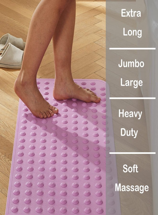 Yanzifly Bathtub Shower Mat Non Slip 18x40 in Bath Mat for Bathroom Tub Textured Smooth Floor, Silicone Extra Long Massage Bath Tub Mats No Slip Matt Non-Toxic Safe for Elderly & Kids - Light Purple - Image 3