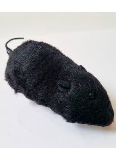 Wind-Up Furry Mouse - Tail Wagging Joke Rat - Real Looking Cat Toy - Black 1 Piece