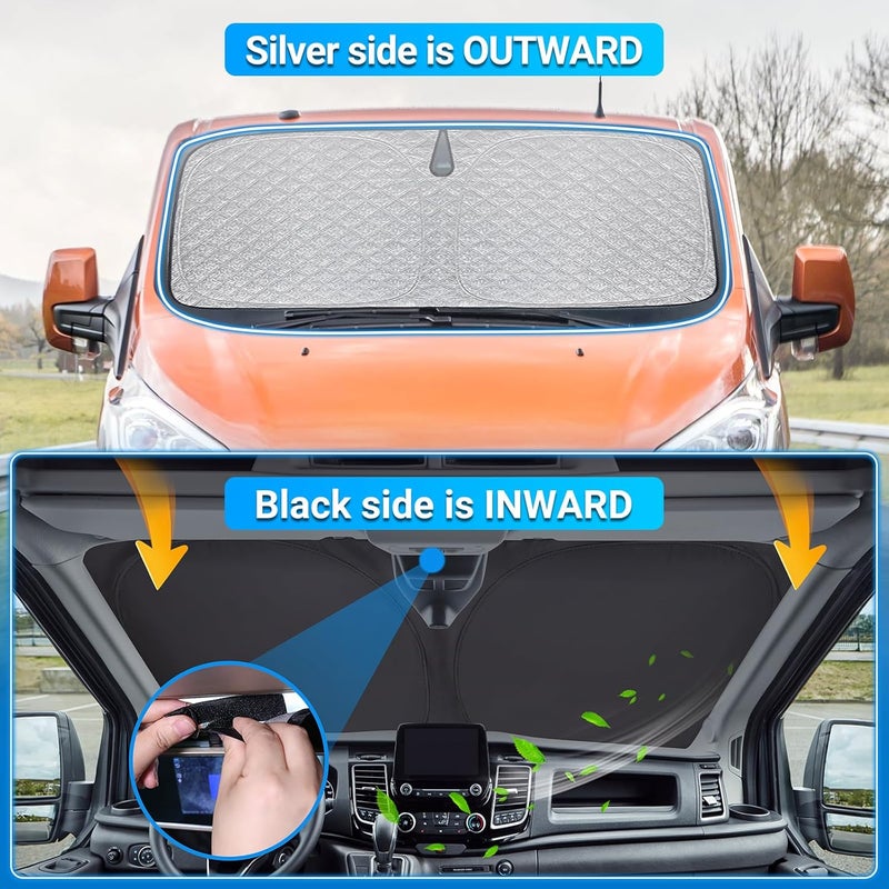XCBYT Car Windshield Sun Visor for Ford Transit - Folding Sunshade with UV Protection - Image 2