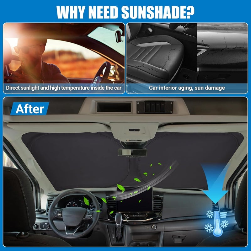 XCBYT Car Windshield Sun Visor for Ford Transit - Folding Sunshade with UV Protection - Image 5