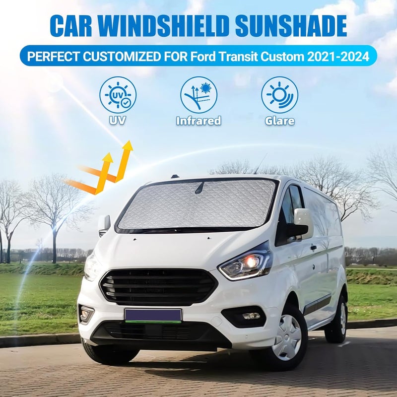 XCBYT Car Windshield Sun Visor for Ford Transit - Folding Sunshade with UV Protection - Image 3
