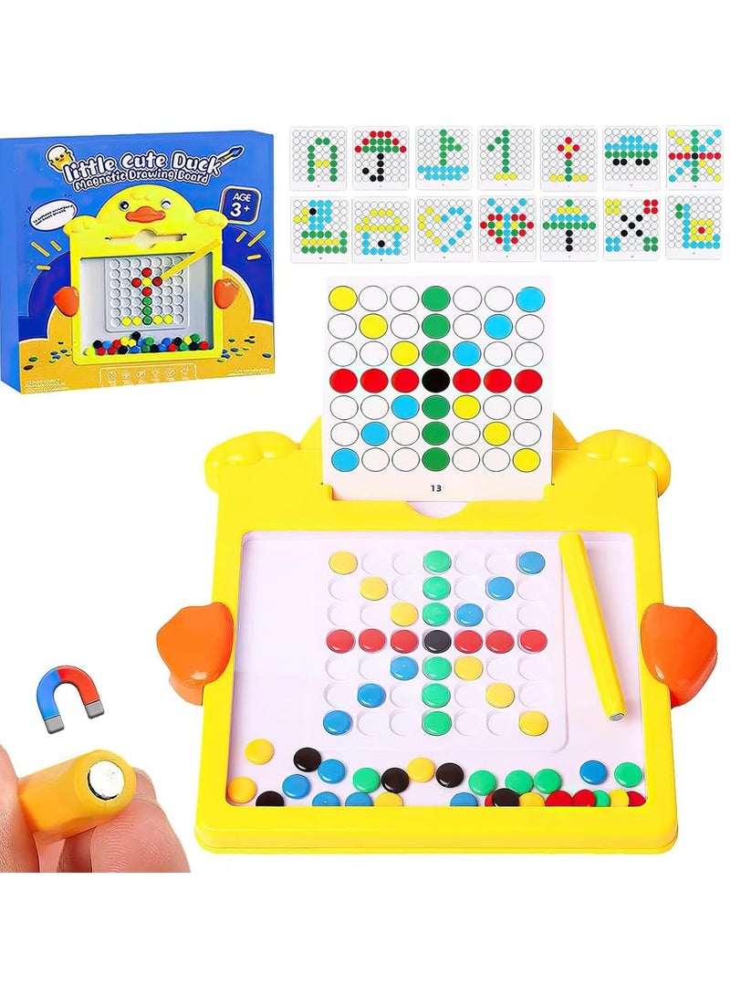 مجموعة لوحة الرسم متعددة الألوان من الخرز المغناطيسي من xwin sportseries للأطفال مع قلم مغناطيسي و14 تصميمًا بنمط لعبة تعليمية لمرحلة ما قبل المدرسة للإبداع والمهارات الإدراكية - Image 1