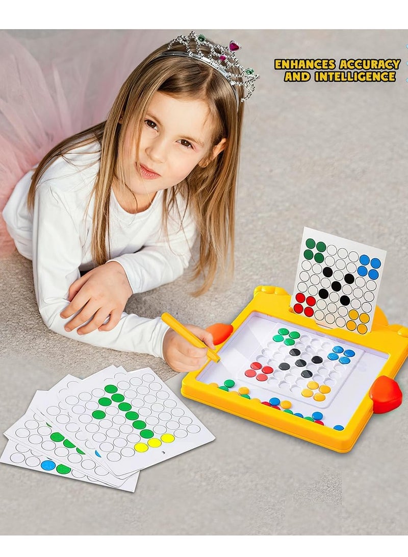 مجموعة لوحة الرسم متعددة الألوان من الخرز المغناطيسي من xwin sportseries للأطفال مع قلم مغناطيسي و14 تصميمًا بنمط لعبة تعليمية لمرحلة ما قبل المدرسة للإبداع والمهارات الإدراكية - Image 3