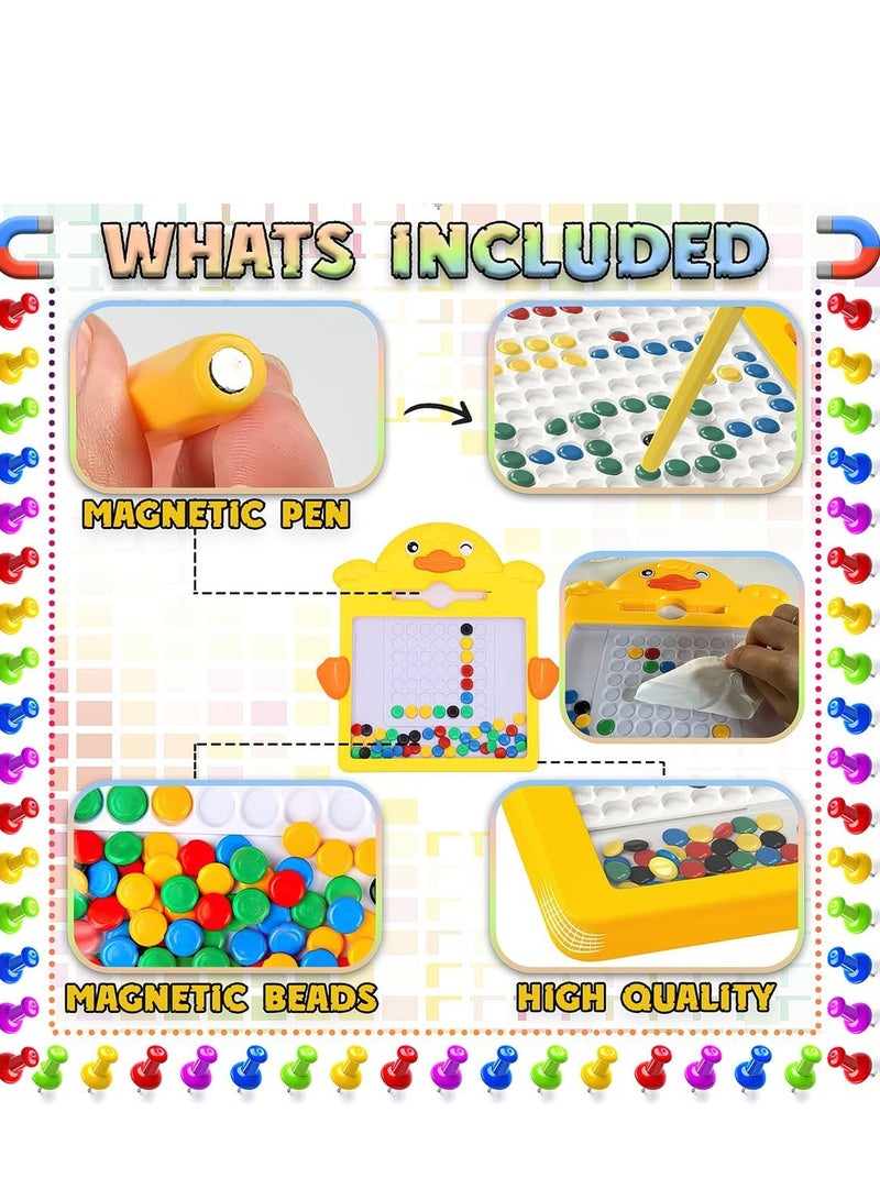 مجموعة لوحة الرسم متعددة الألوان من الخرز المغناطيسي من xwin sportseries للأطفال مع قلم مغناطيسي و14 تصميمًا بنمط لعبة تعليمية لمرحلة ما قبل المدرسة للإبداع والمهارات الإدراكية - Image 4