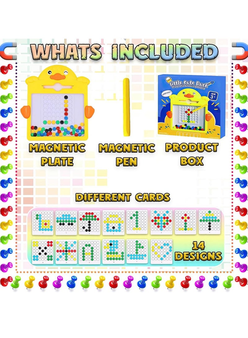 مجموعة لوحة الرسم متعددة الألوان من الخرز المغناطيسي من xwin sportseries للأطفال مع قلم مغناطيسي و14 تصميمًا بنمط لعبة تعليمية لمرحلة ما قبل المدرسة للإبداع والمهارات الإدراكية - Image 5