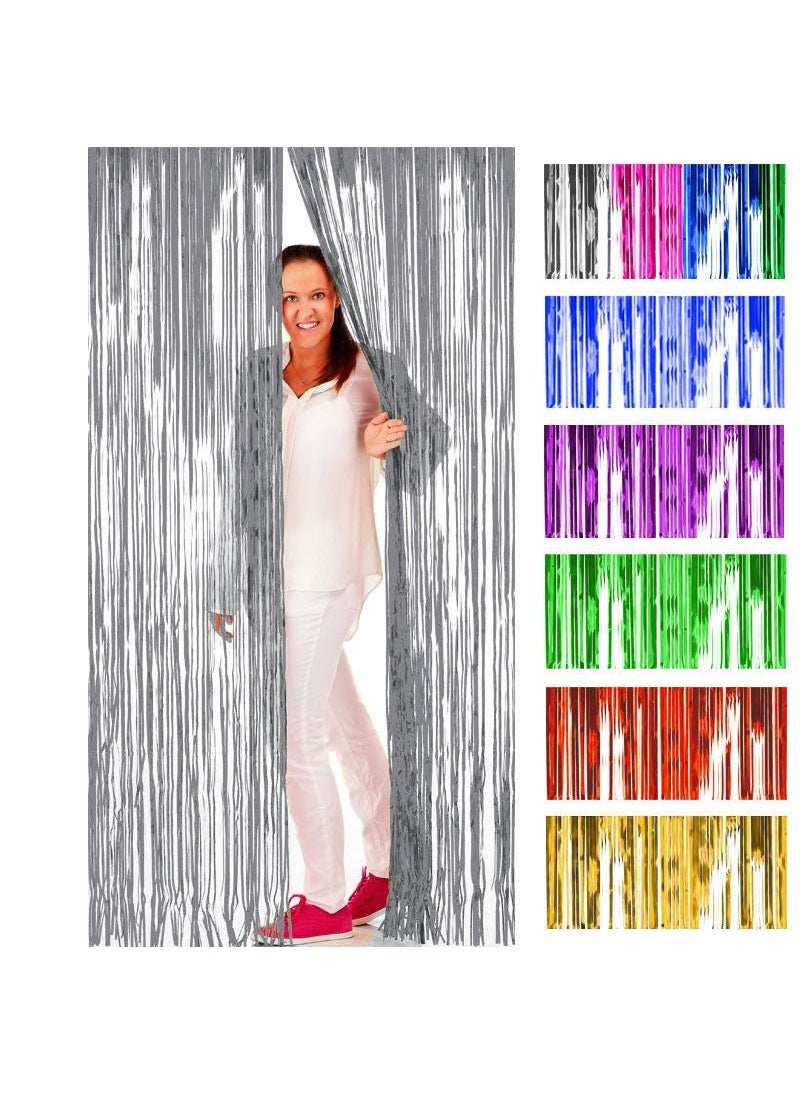 Folat Glitter Curtain Silver Plastic 200x100cm Backdrop