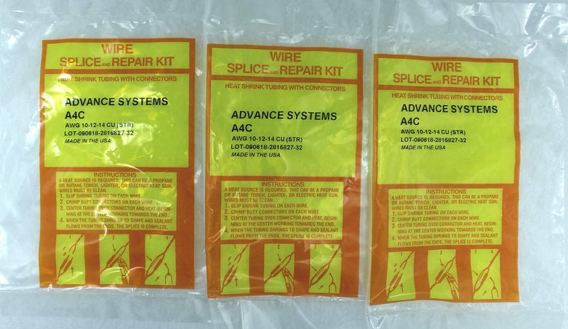 Advance EI Inc 3 x A4C Submersible Pump Wire Splice Kit Repair and Installation 101214 AWG 4 Wires Easy and Reliable CRIMP It SHRINK It and FORGET it 100 Made in the USA