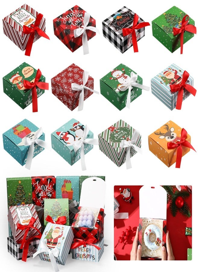 Cholemy 36 Pcs Christmas Kraft Gift Boxes with Lids Bulk Small Gift Boxes with Bow Empty for Xmas Proposal Christmas Holiday Presents Packaging(Mixed Color,Christmas Tree) - Image 1
