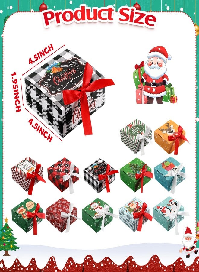 Cholemy 36 Pcs Christmas Kraft Gift Boxes with Lids Bulk Small Gift Boxes with Bow Empty for Xmas Proposal Christmas Holiday Presents Packaging(Mixed Color,Christmas Tree) - Image 2