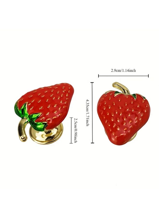 4 Piece Red Fruit Shaped Cabinet Knobs Zinc Alloy Leaf Design Durable Home Decor - Image 4
